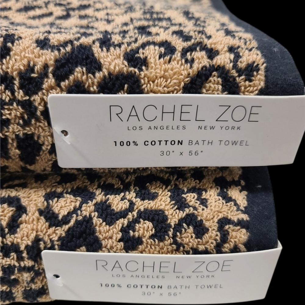 8pc Rachel Zoe Leopard Cheetah Animal Print Bath Hand Washcloth Towel Set NEW - Picture 7 of 9
